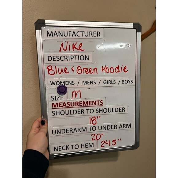 Women's Nike Blue & Green Swoosh Logo Hoodie Size M [EXCELLENT] - Picture 5 of 5